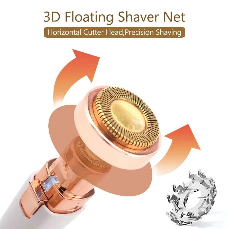 2 IN 1 Rechargeable Eyebrow Trimmer Electric Epilator Hair Removal Mini Painless Razor Shaver - Image 4