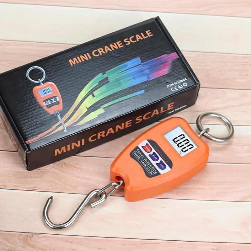 200KG Mini Crane Scale Portable Digital Hanging Scale with Stainless Steel Hook – LCD Display for Luggage, Fishing, Scrap & Agriculture