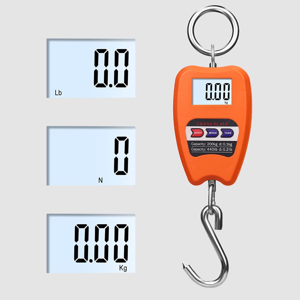200KG Mini Crane Scale Portable Digital Hanging Scale with Stainless Steel Hook – LCD Display for Luggage, Fishing, Scrap & Agriculture - Image 3