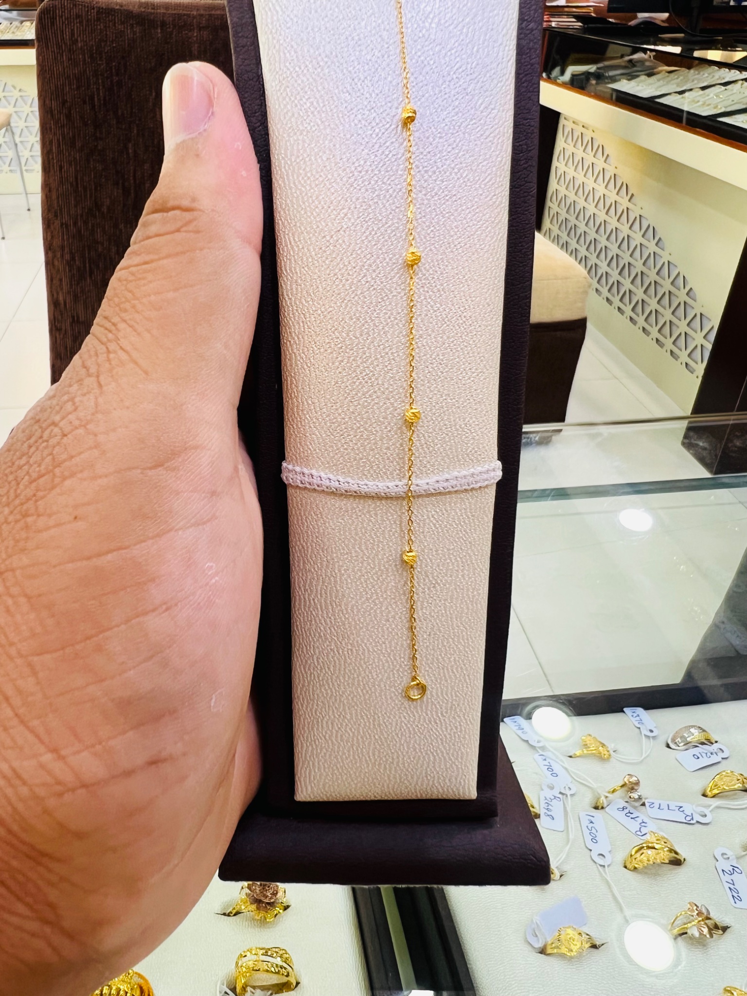 21KT Delicate Bead Gold Bracelet - Image 4