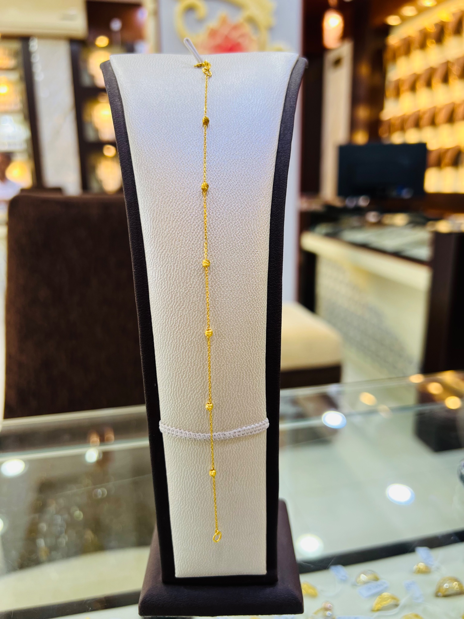 21KT Delicate Bead Gold Bracelet - Image 2