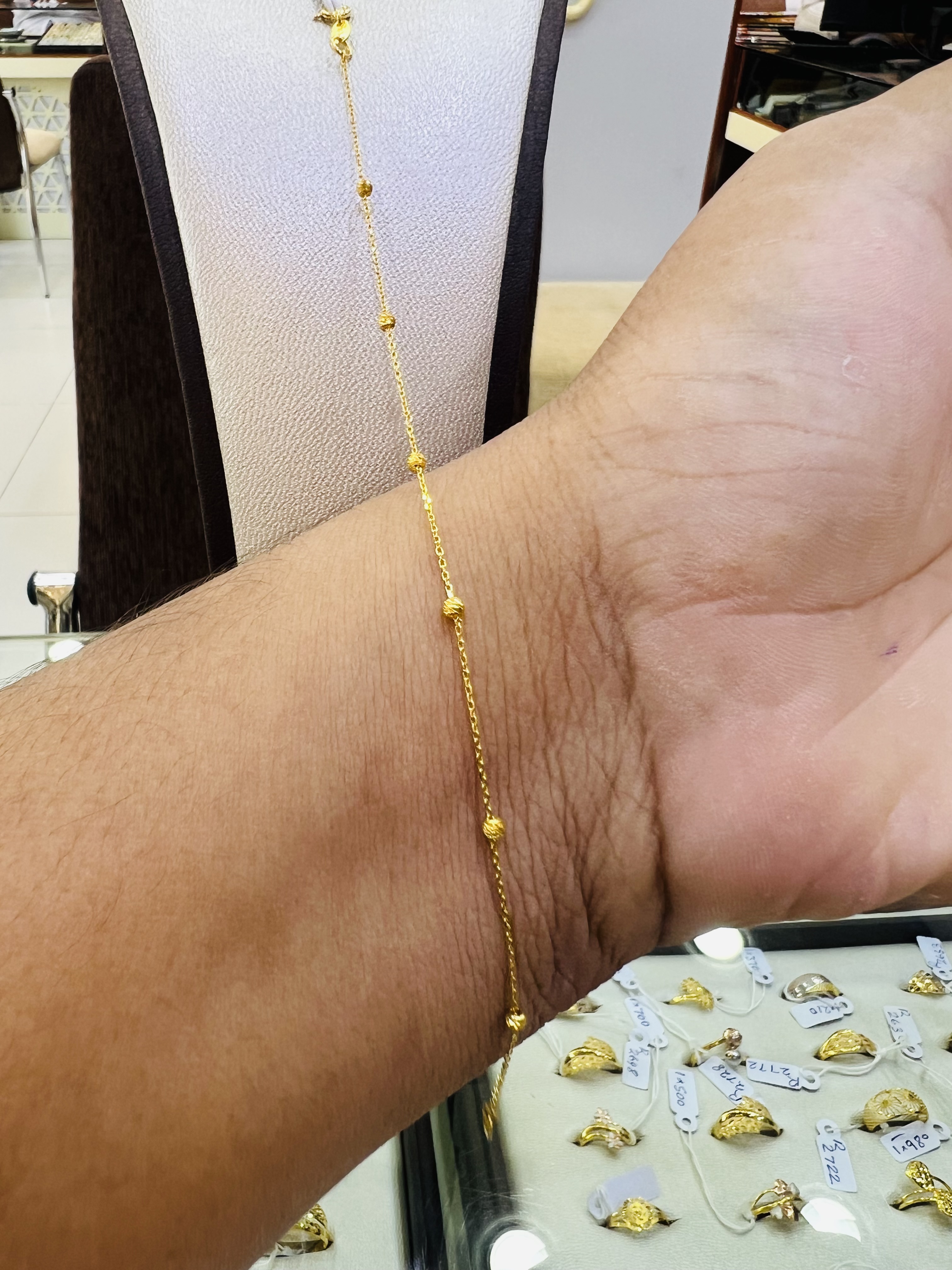 21KT Delicate Bead Gold Bracelet - Image 5