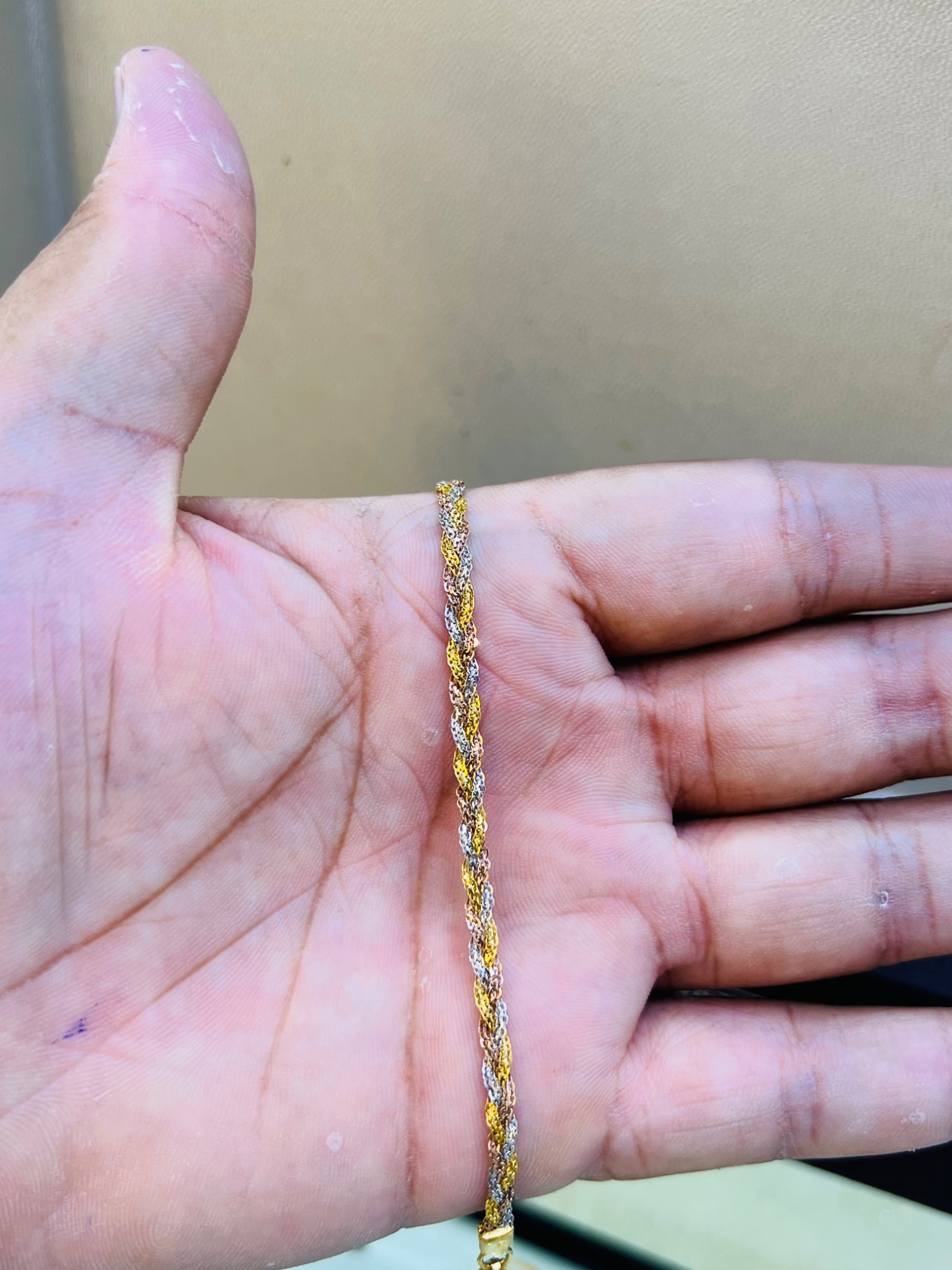 21KT Tri-Color Twisted Gold Bracelet - Image 2