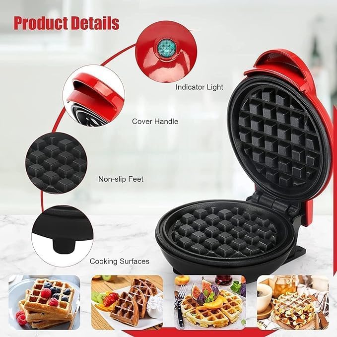3 in 1 Mini Waffle Maker Machine 4 Inch- 350 Watts - Image 3