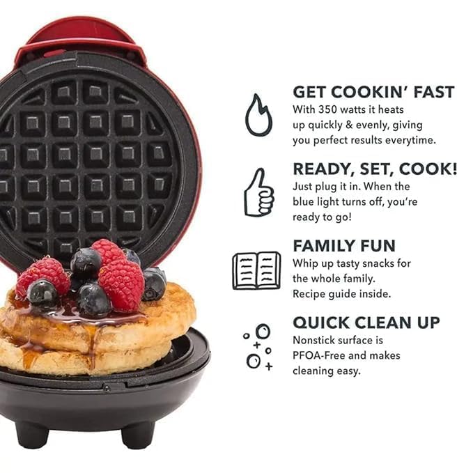 3 in 1 Mini Waffle Maker Machine 4 Inch- 350 Watts - Image 5