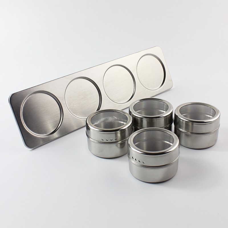 4 PCS Stainless Steel Magnetic Base Condiments Spice Rack Set - Image 2