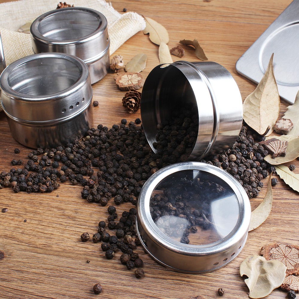 4 PCS Stainless Steel Magnetic Base Condiments Spice Rack Set - Image 4