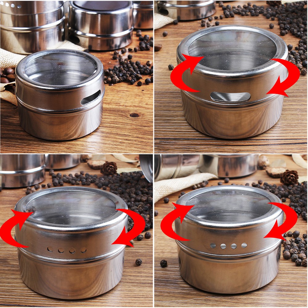 4 PCS Stainless Steel Magnetic Base Condiments Spice Rack Set - Image 3