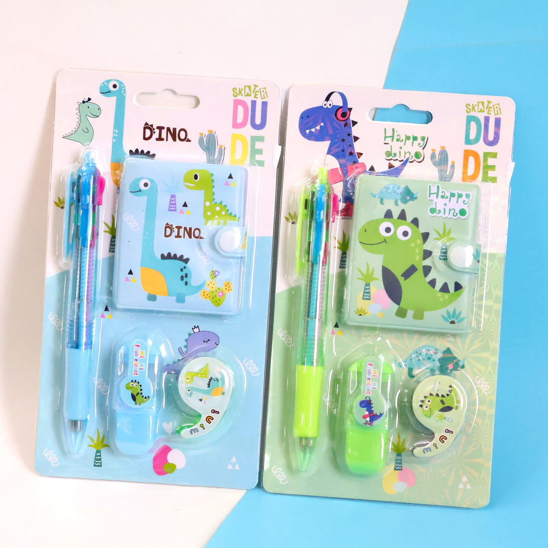4in1 Cute Kids Stationery Set with Mini Diary, Multi Color Pen, Highlighter & Washi Tape – School Supplies Set