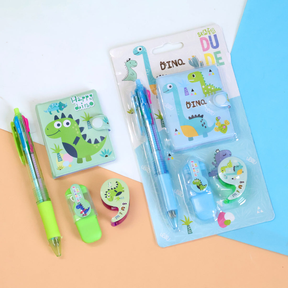 4in1 Cute Kids Stationery Set with Mini Diary, Multi Color Pen, Highlighter & Washi Tape – School Supplies Set - Image 5