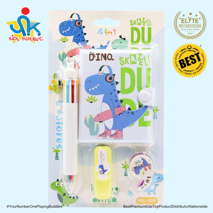 4in1 Cute Kids Stationery Set with Mini Diary, Multi Color Pen, Highlighter & Washi Tape – School Supplies Set - Image 4