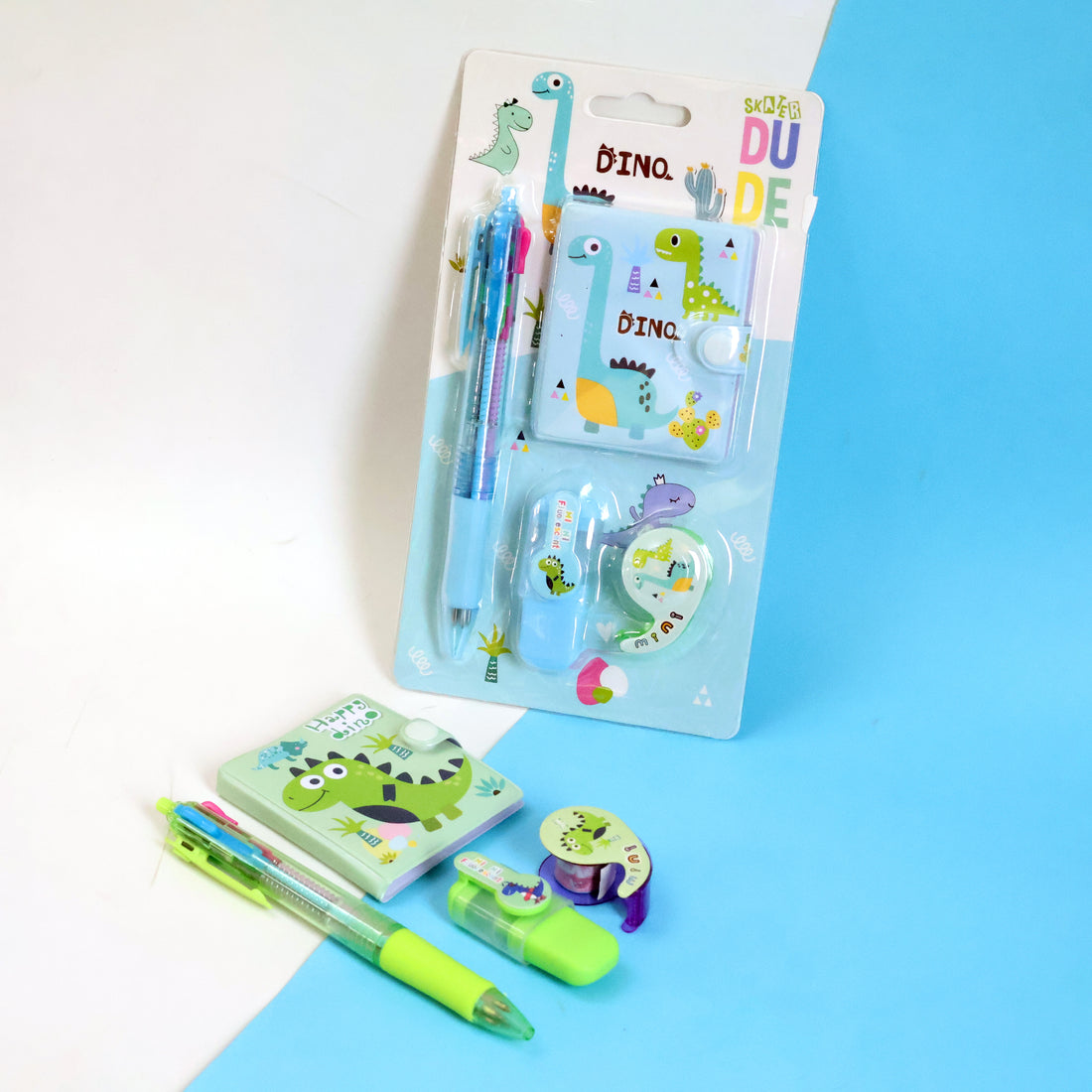 4in1 Cute Kids Stationery Set with Mini Diary, Multi Color Pen, Highlighter & Washi Tape – School Supplies Set - Image 3