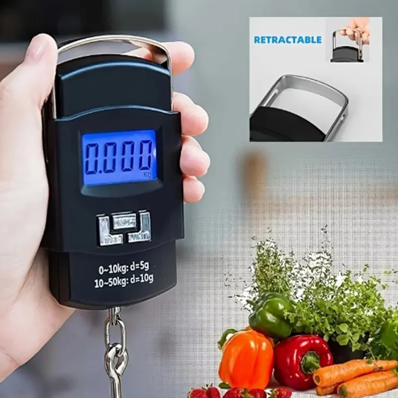 50kg Electronic Digital Hanging Scale with Hook – Luggage, Fishing & Travel Weight Scale - Image 4