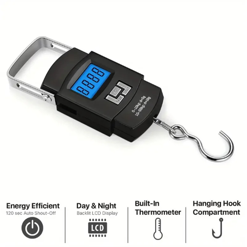 50kg Electronic Digital Hanging Scale with Hook – Luggage, Fishing & Travel Weight Scale - Image 2