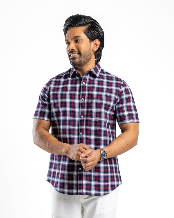 ANATIONZ Short Sleeve Cotton Check Shirt - Image 4