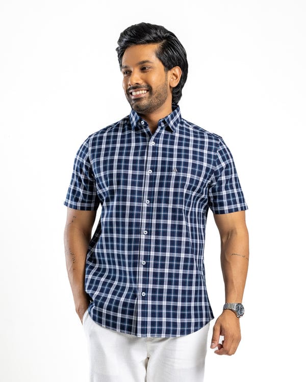 ANATIONZ Short Sleeve Cotton Check Shirt - Image 3