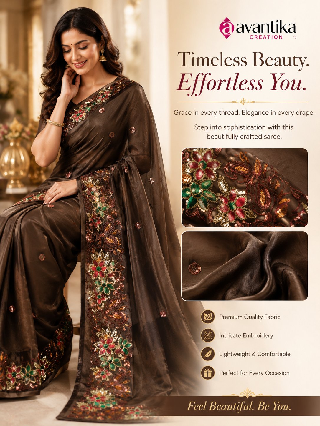 AVANTIKA CREATION – PREMIUM EMBROIDERED SAREE - Image 2