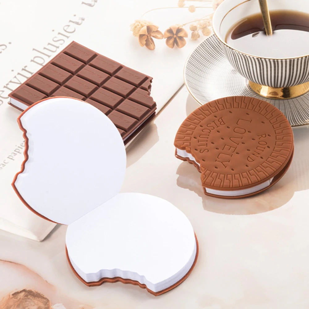 Biscuit Shape Notebook Portable 80 Sheets Chocolate Fragrance Sticky Notes Mini Diary Memo - Image 1