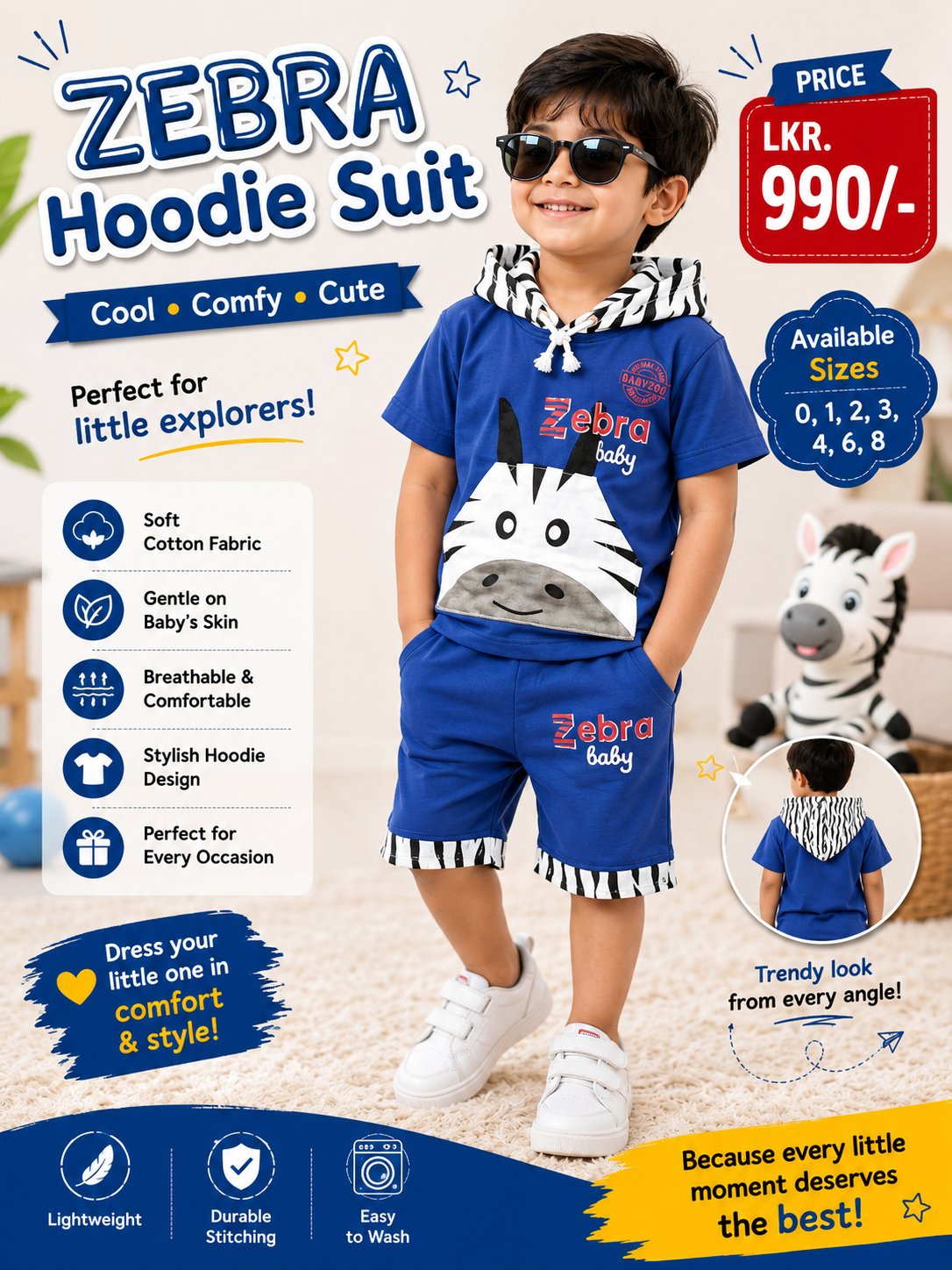 BOYS ZEBRA HOODIE SUIT - Image 3