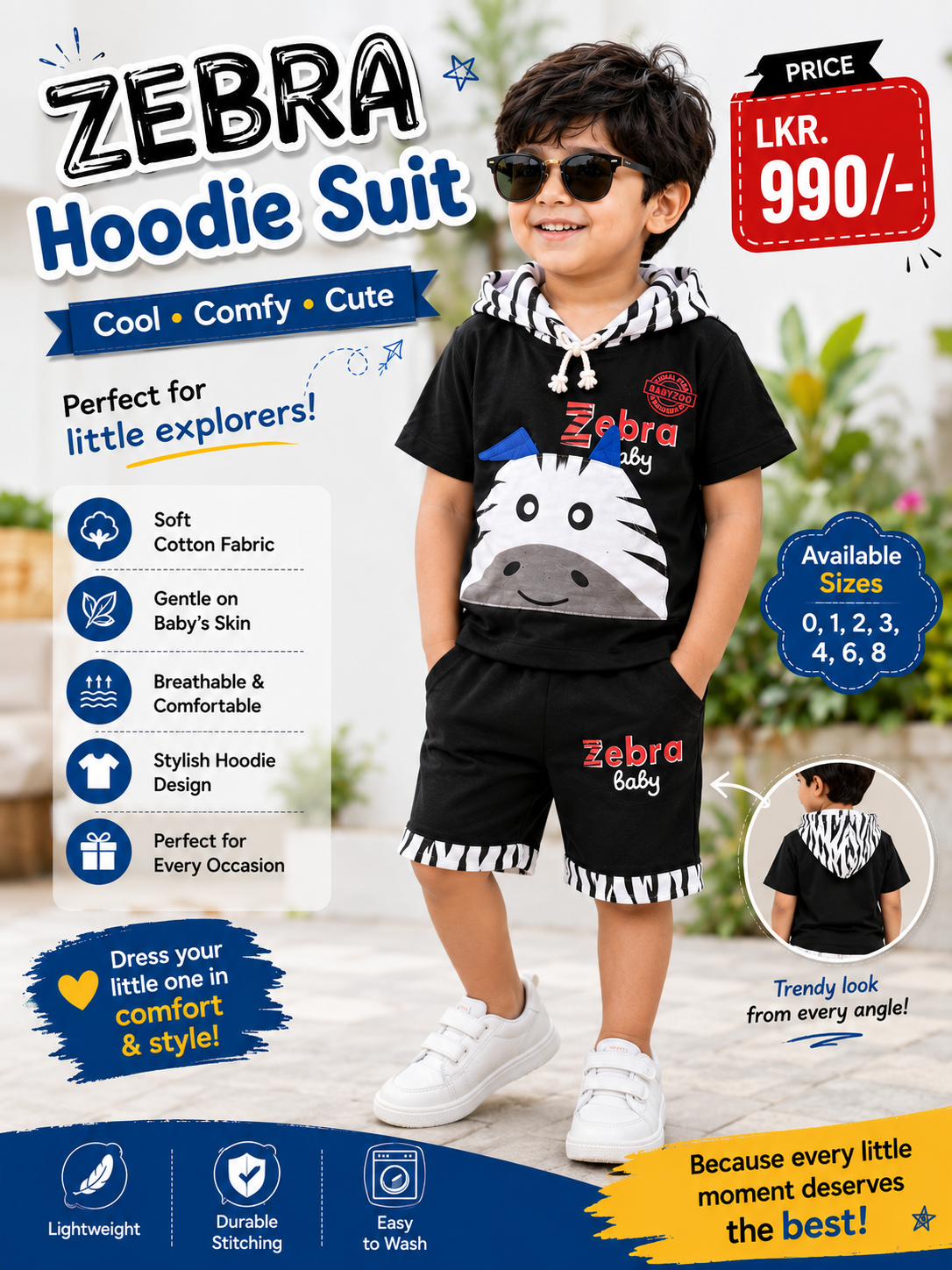 BOYS ZEBRA HOODIE SUIT - Image 4