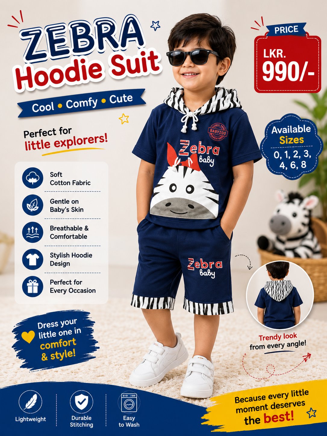 BOYS ZEBRA HOODIE SUIT - Image 2