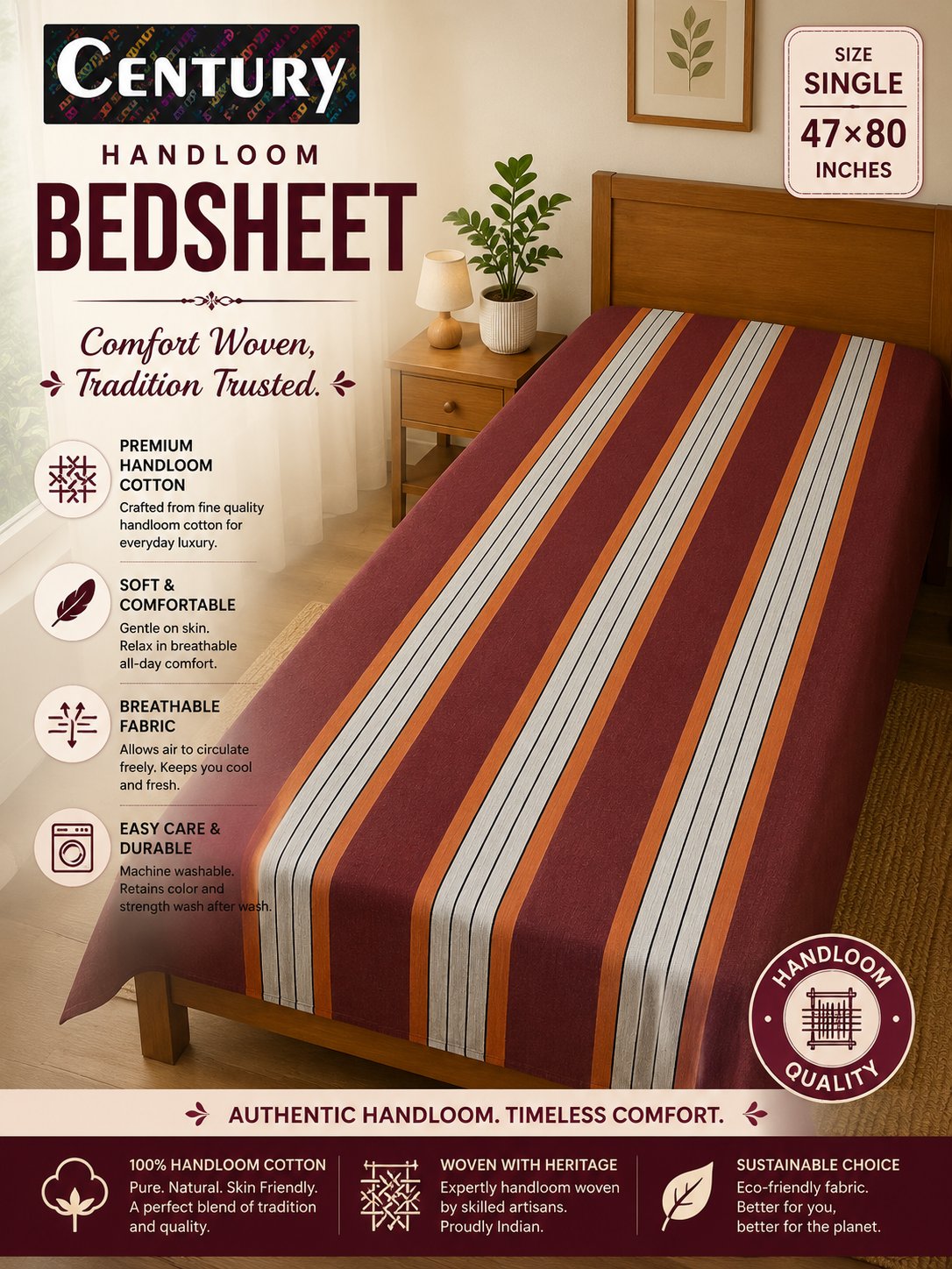 Century Handloom Bedsheet - Single - Image 5