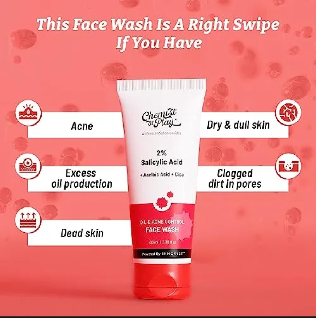 Chemist at Play 2% Salicylic Acid Face Wash For Oily Skin with Niacinamide | Prevents Acne & Removes Excess Oil | Sulphate Free, Anti Acne Face Cleanser | For Men & Women | 100 ml(FROM INDIA) - Image 2