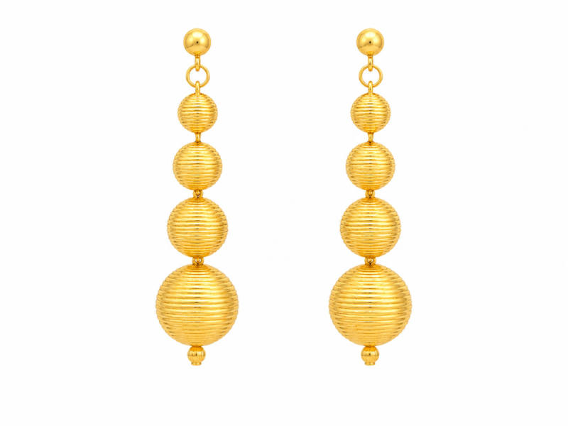 Classic Gold-Tone Graduated Bead Drop Earrings