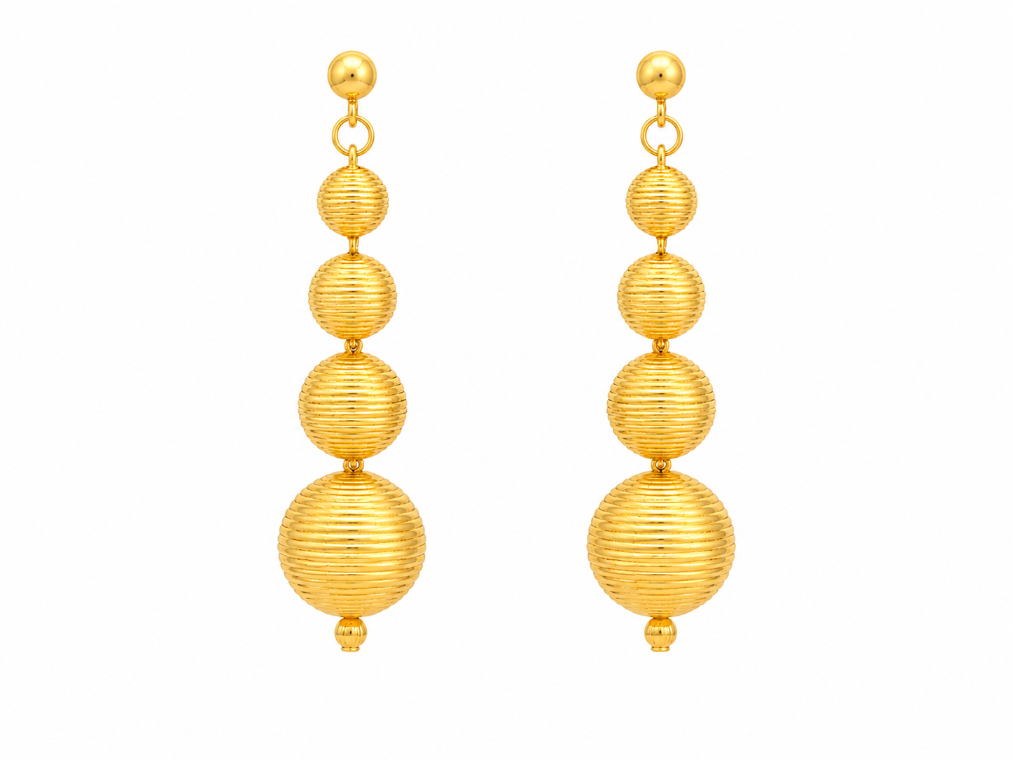 Classic Gold-Tone Graduated Bead Drop Earrings