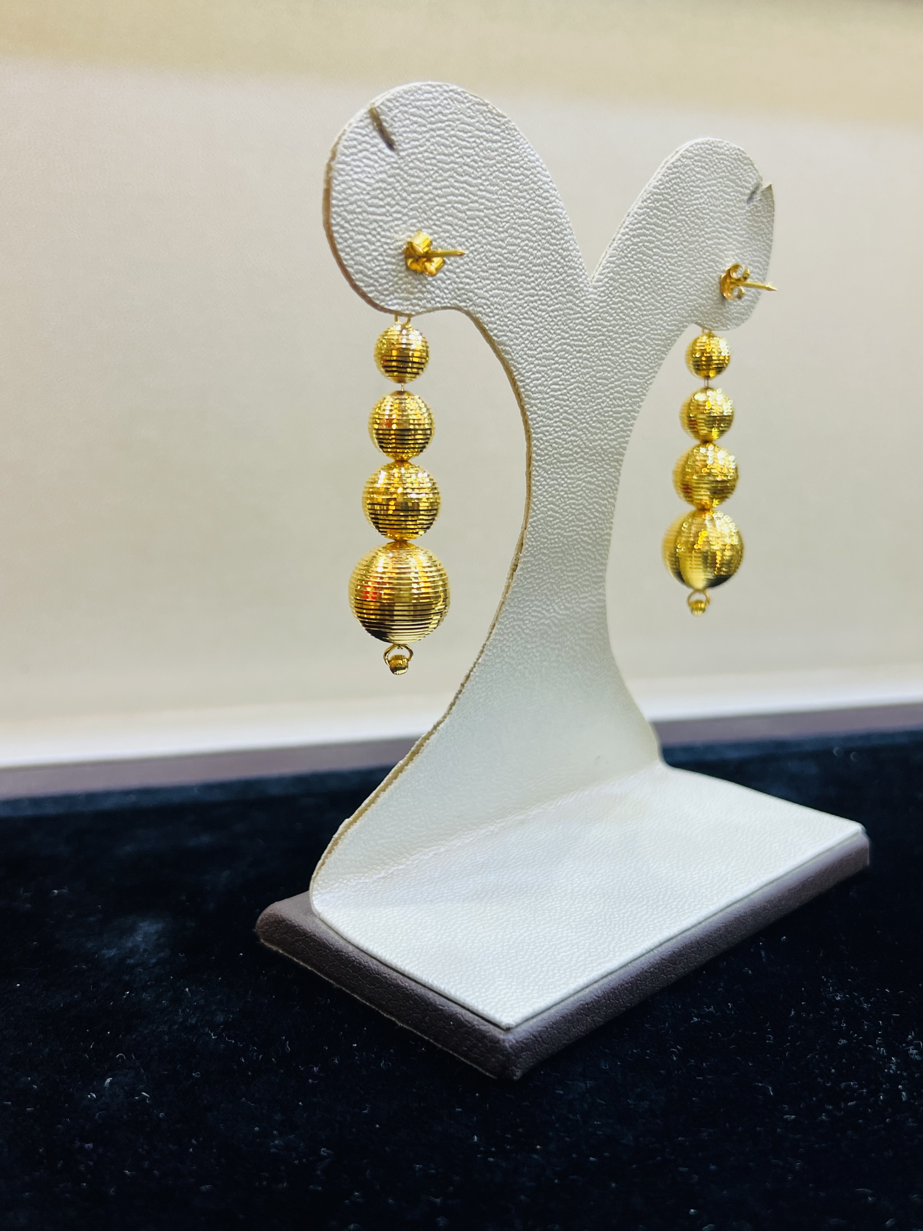 Classic Gold-Tone Graduated Bead Drop Earrings - Image 3