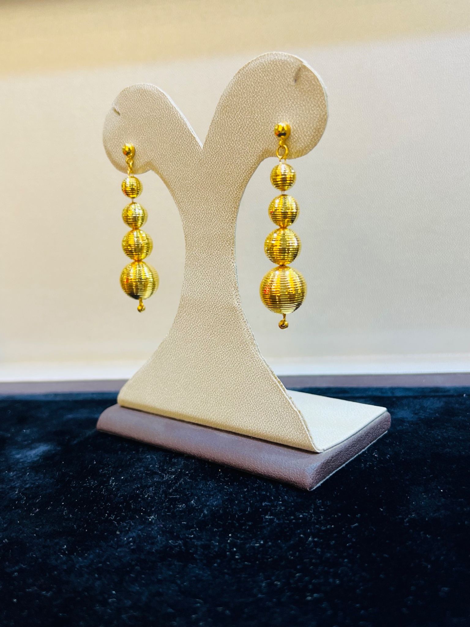 Classic Gold-Tone Graduated Bead Drop Earrings - Image 4