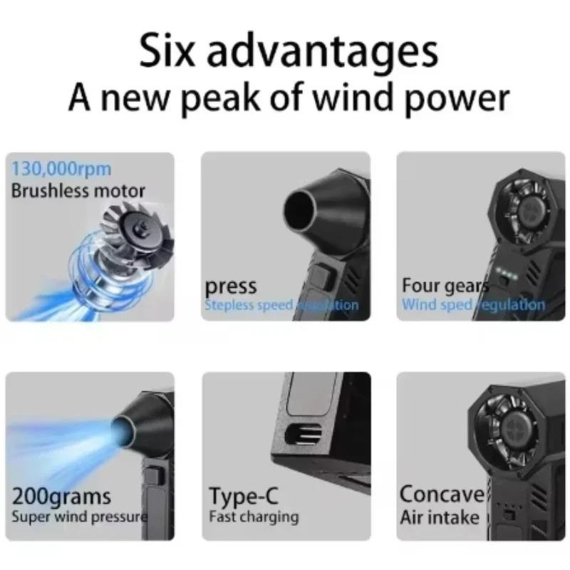 Cordless Jet Dry Air Dust Blower – Rechargeable 130000 RPM Turbo Jet Power Brushless Motor Air Blowing Vacuum Cleaner with 52m/s Wind Speed - Image 4