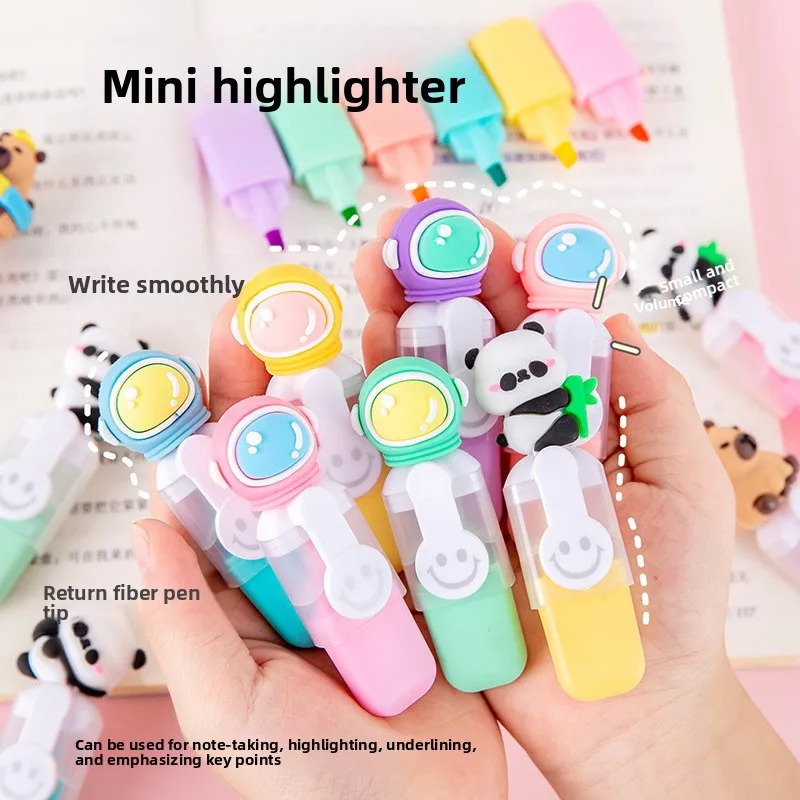 Cute Mini Highlighter Set 6pcs – Mini Marker Pens for Kids School Stationery - Image 3