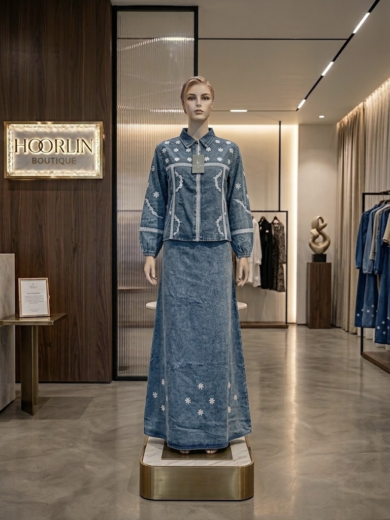 Denim Top with Skirt - Image 2