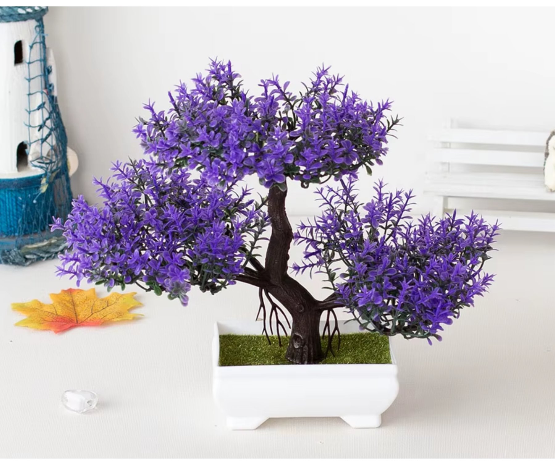 DREA 20cm Tall 3 Branches Small Decorative Pine Tree Artificial Bonsai Tree - PINK - Image 2