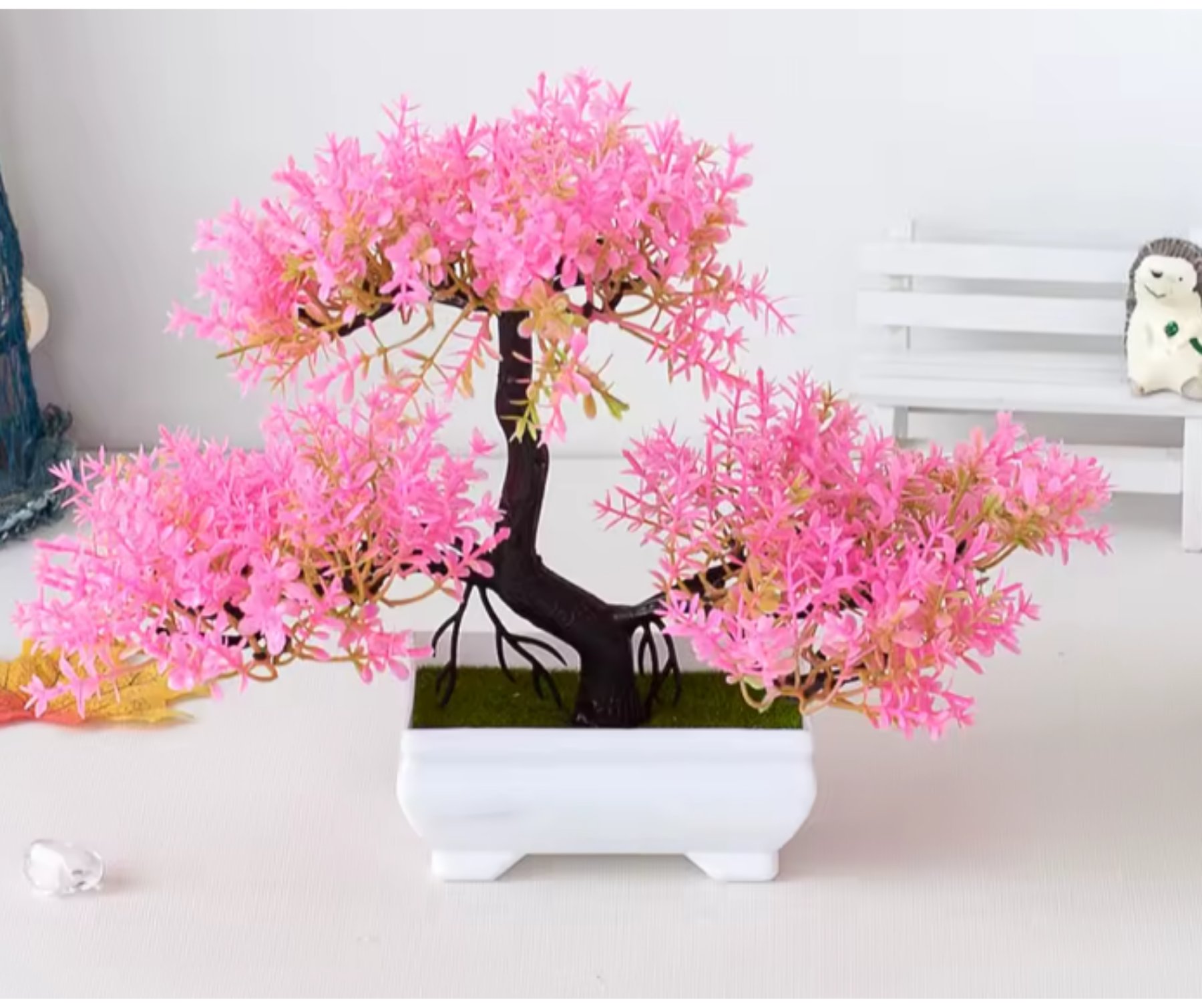 DREA 20cm Tall 3 Branches Small Decorative Pine Tree Artificial Bonsai Tree - PINK - Image 5