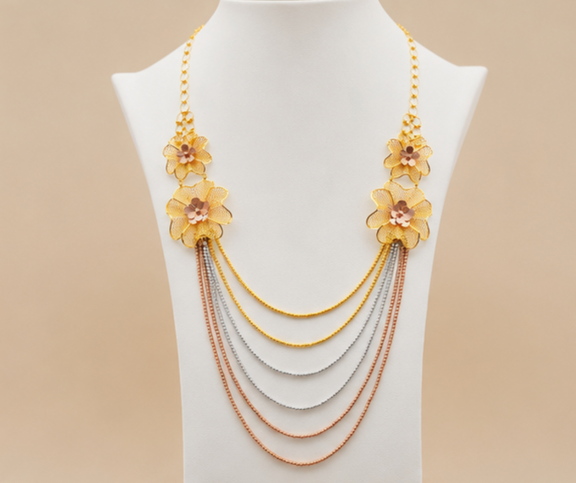 Elegant Floral Multi-Layer Necklace - Image 3