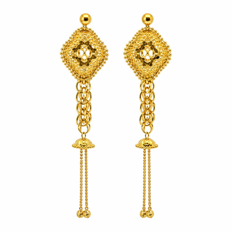 Elegant Gold-Tone Tassel Drop Earrings