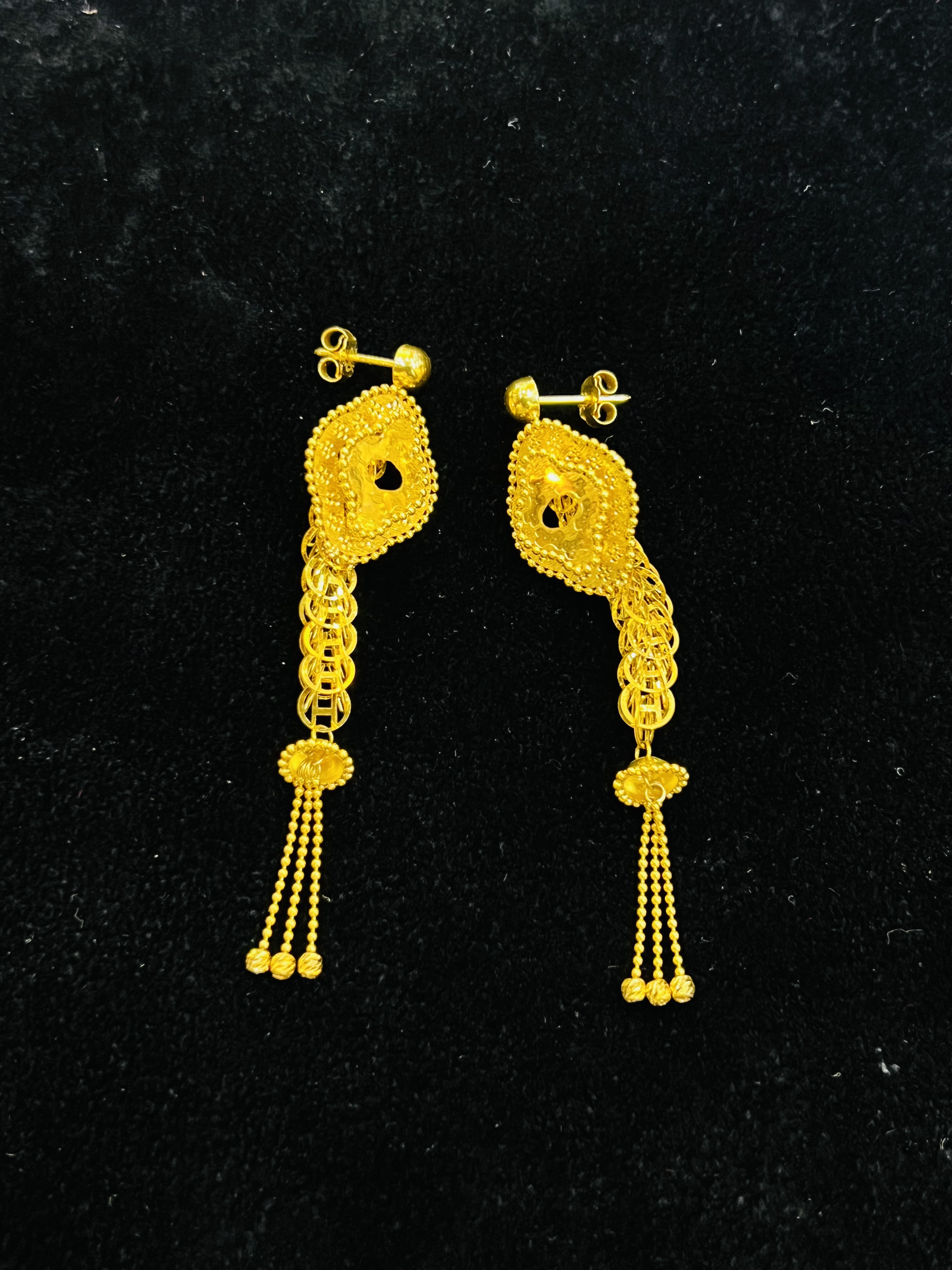 Elegant Gold-Tone Tassel Drop Earrings - Image 2