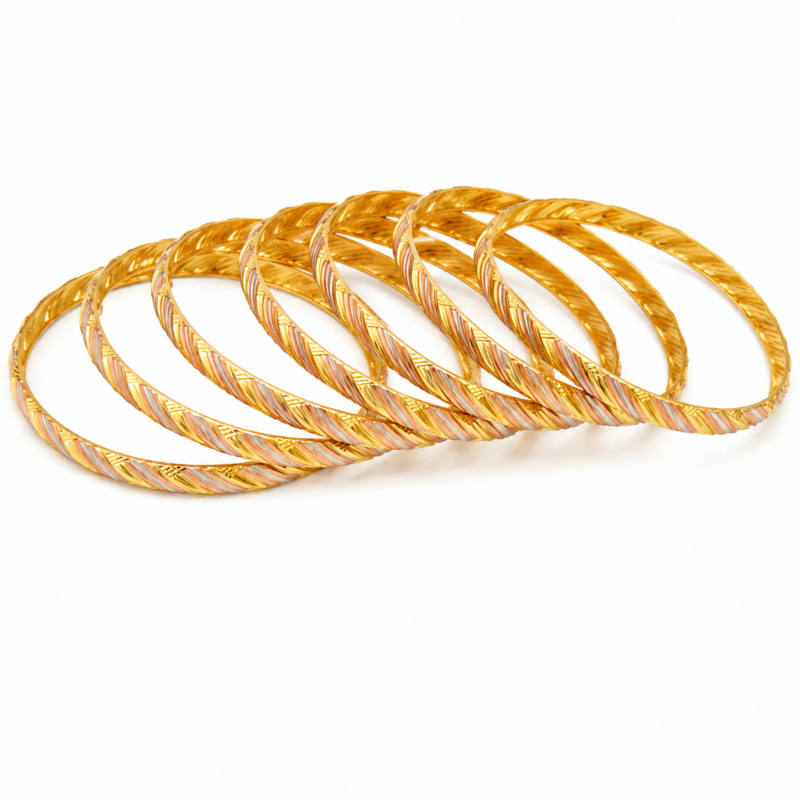 Elegant Rose Gold Twist Bangle Set – 6 Pieces