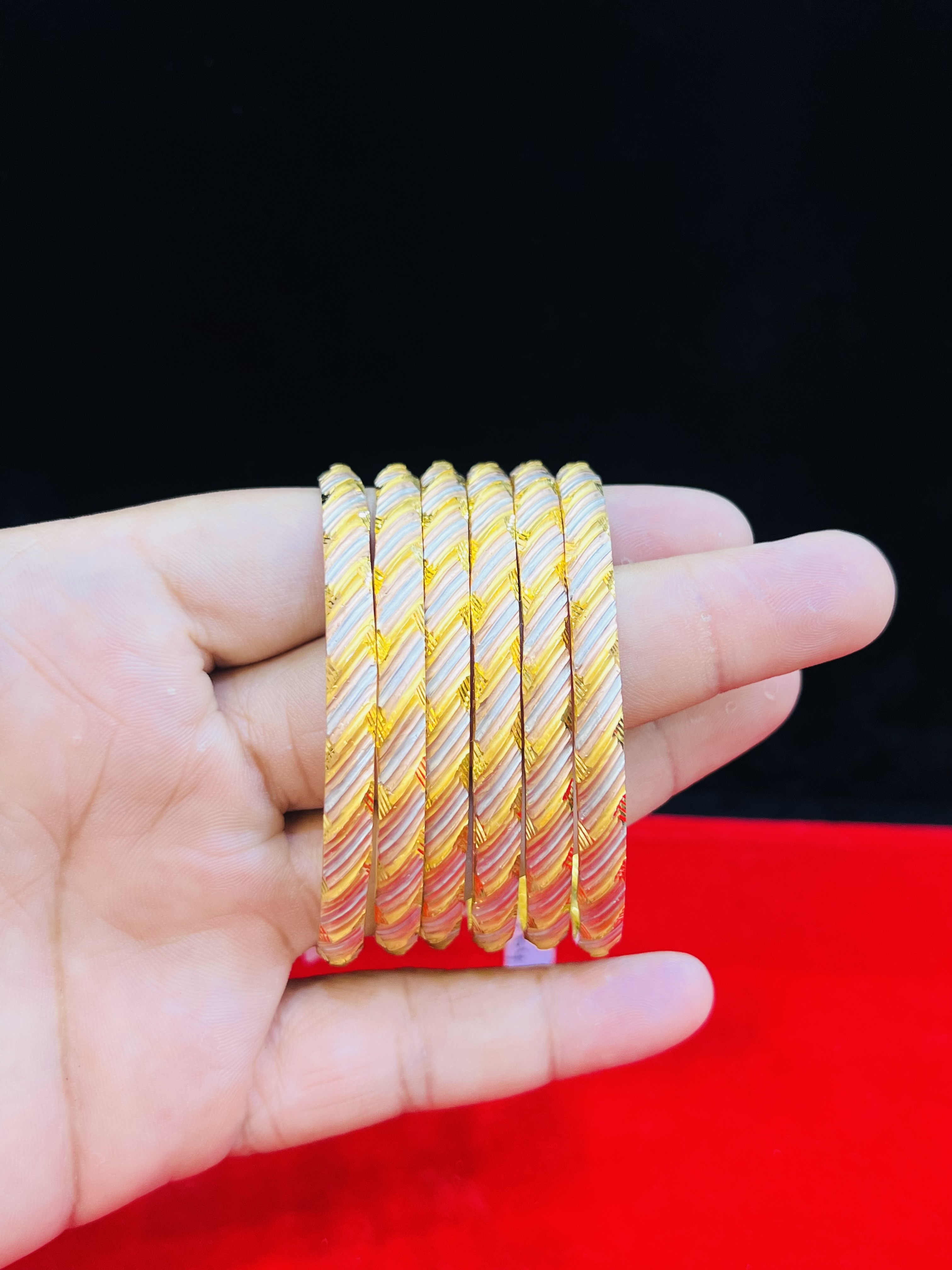 Elegant Rose Gold Twist Bangle Set – 6 Pieces - Image 2