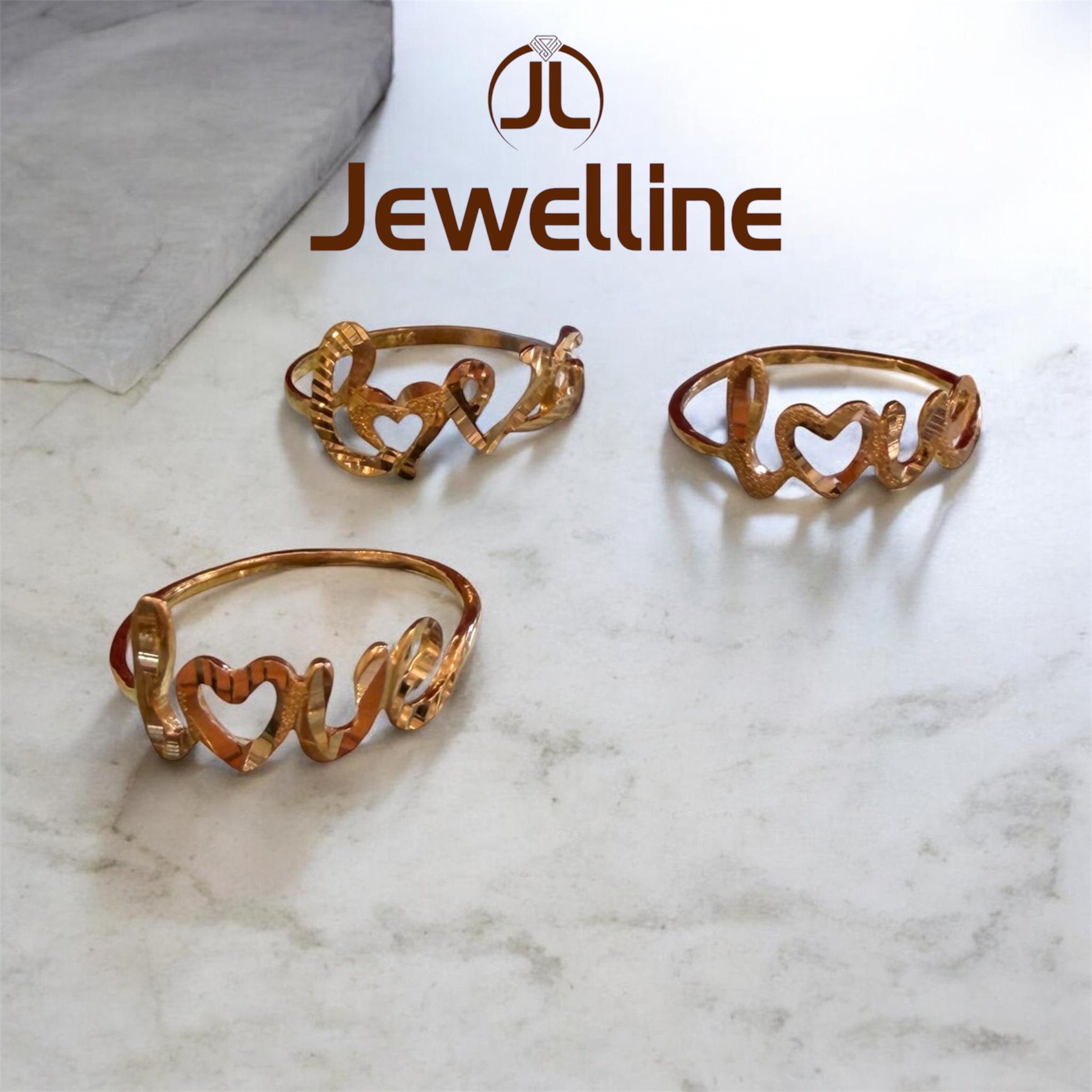 Elegant Script "Love" Gold Rings - Image 3