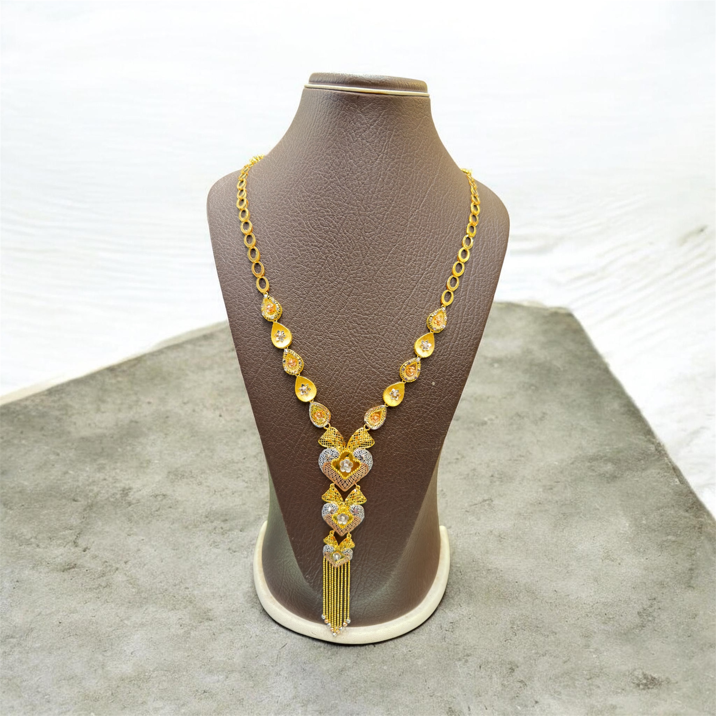Elegant Three-Tier Heart Filigree Gold  Necklace - Image 2