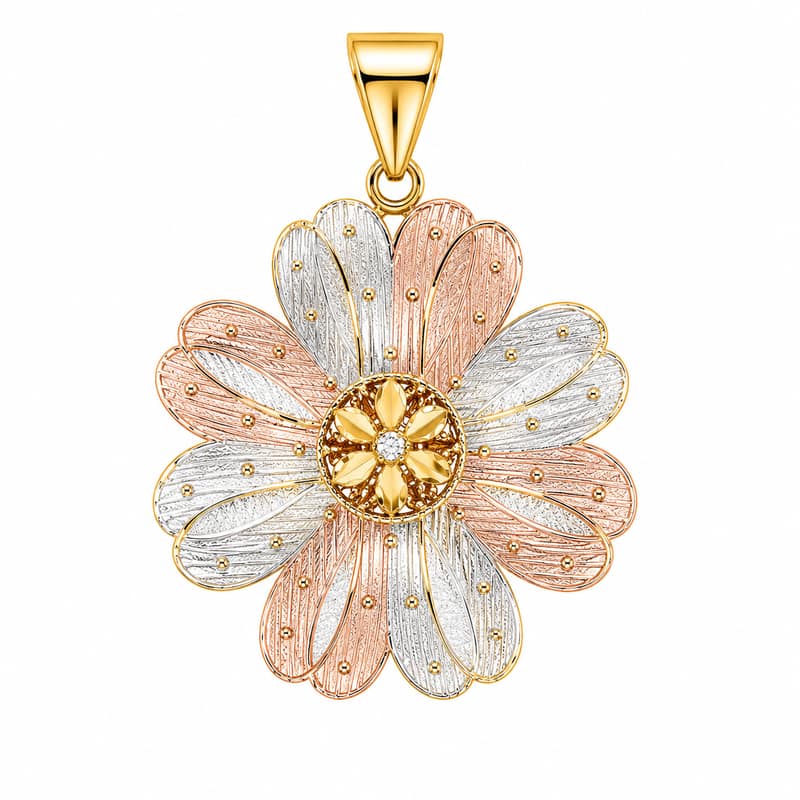 Elegant Tri Colour Flower Pendant
