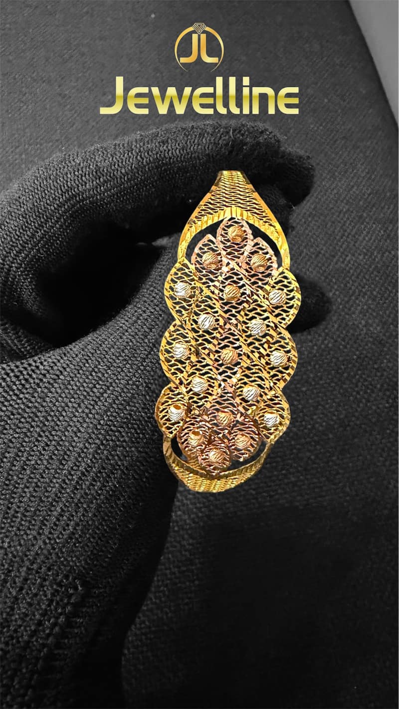Exquisite Tri-Tone Gold Filigree Statement Cuff Bracelet