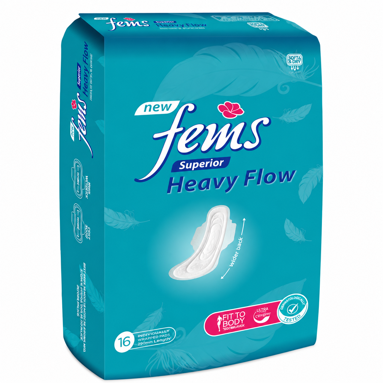 FEMS SUPERIOR HEAVY FLOW SANITARY NAPKINS - 16 PADS