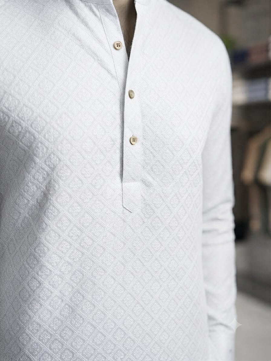 Giorhudson Platinum White Kurtha - Image 2