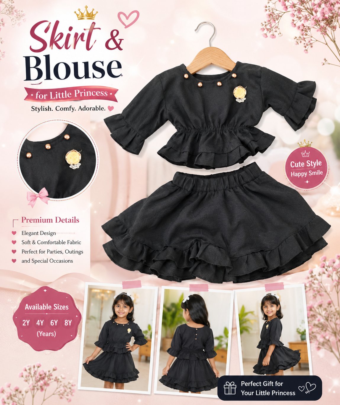 Girls Skirt & Blouse Set - Image 2