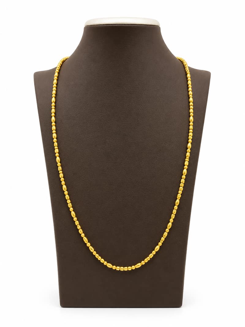 Gold Fancy Bead Chain Necklace – Elegant Traditional Design