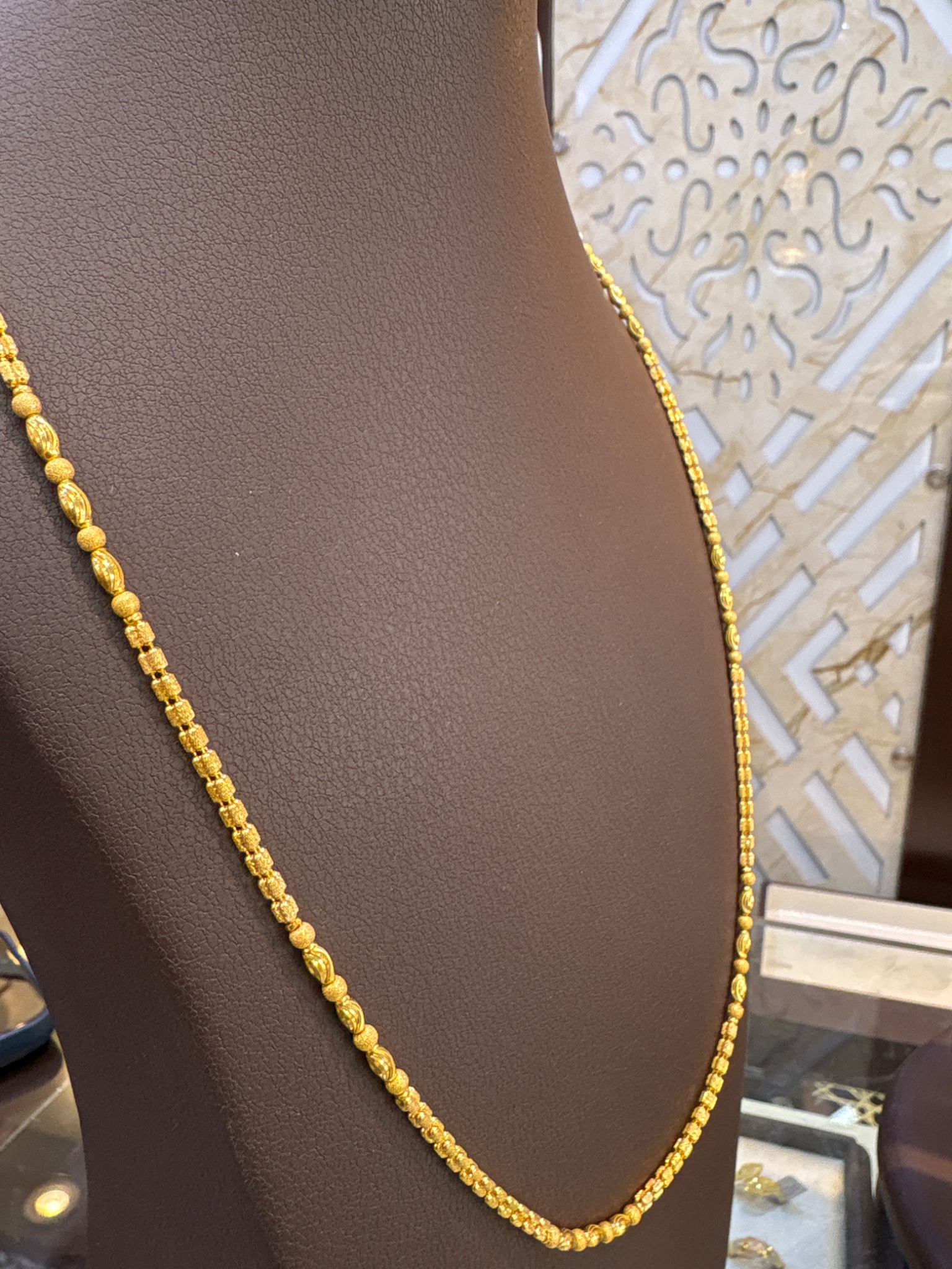 Gold Fancy Bead Chain Necklace – Elegant Traditional Design - Image 4